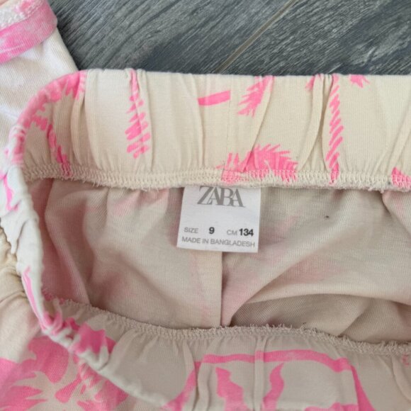 Zara Kids Pink Tropical Print Pants - Size 9 - Picture 5 of 5